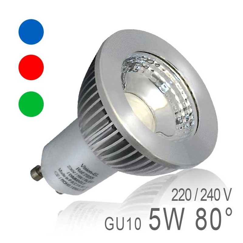 Ampoule LED GU10 5W COB Couleur à petit prix | leds ...